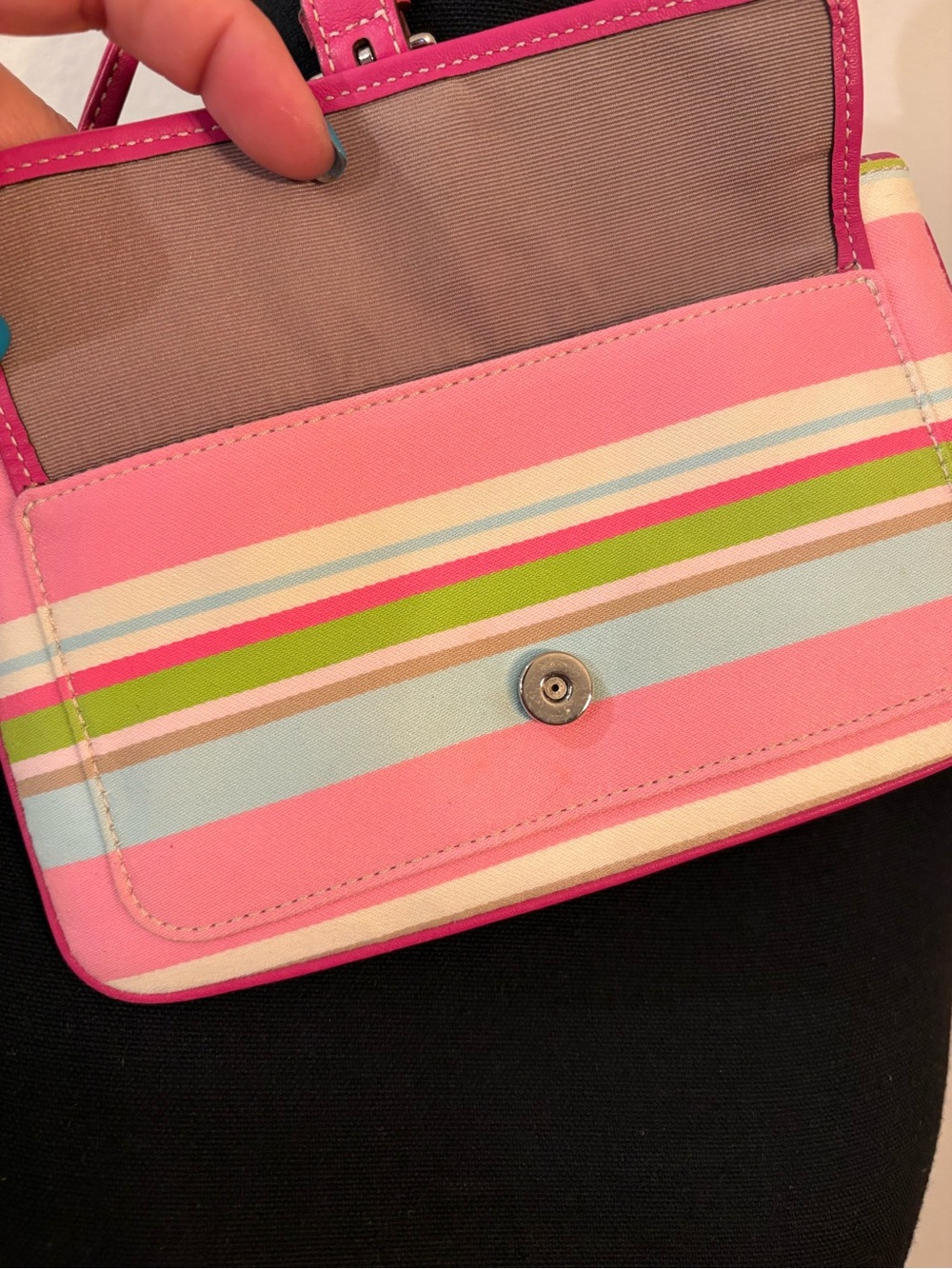 Coach Pink Striped Wristlet - Picture 10 of 13